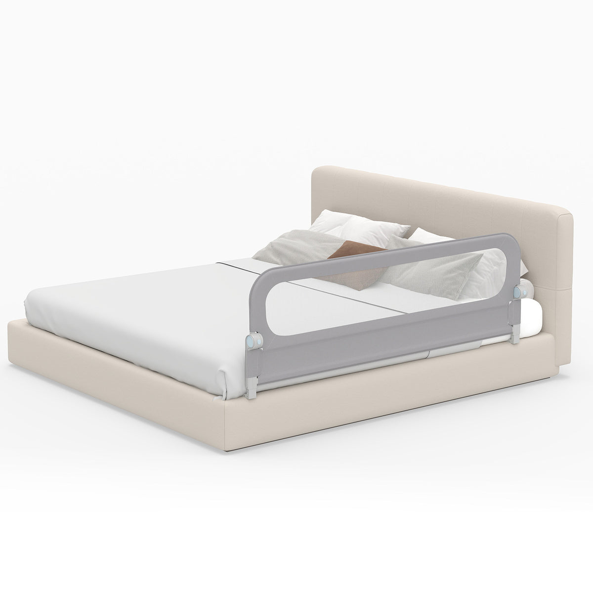 The bed rail fitted to a double bed, showing its length