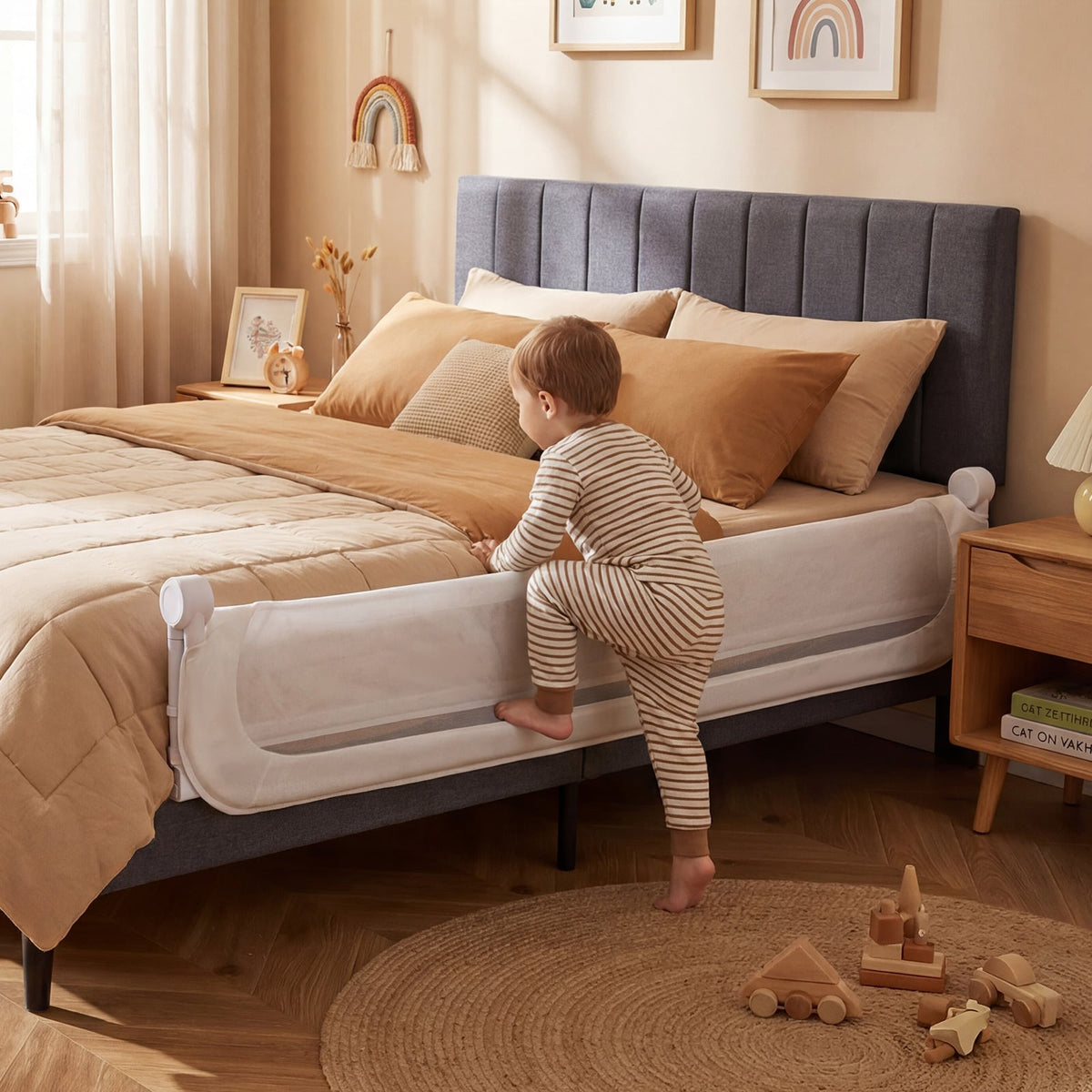 Foldable Bed Rail in White, image 2