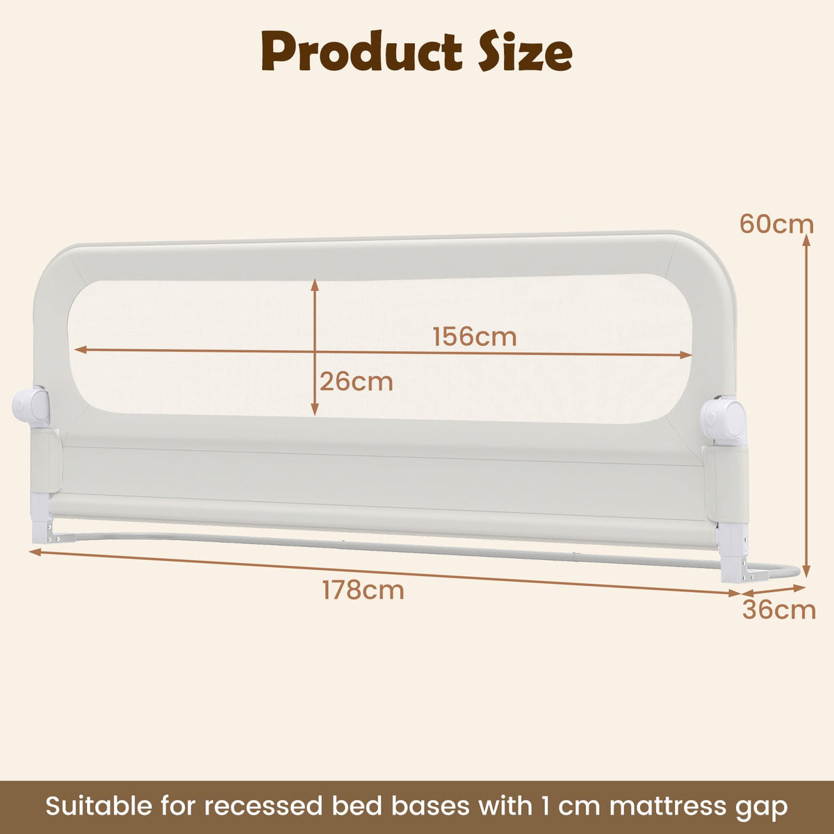 Foldable Bed Rail in White, image 5