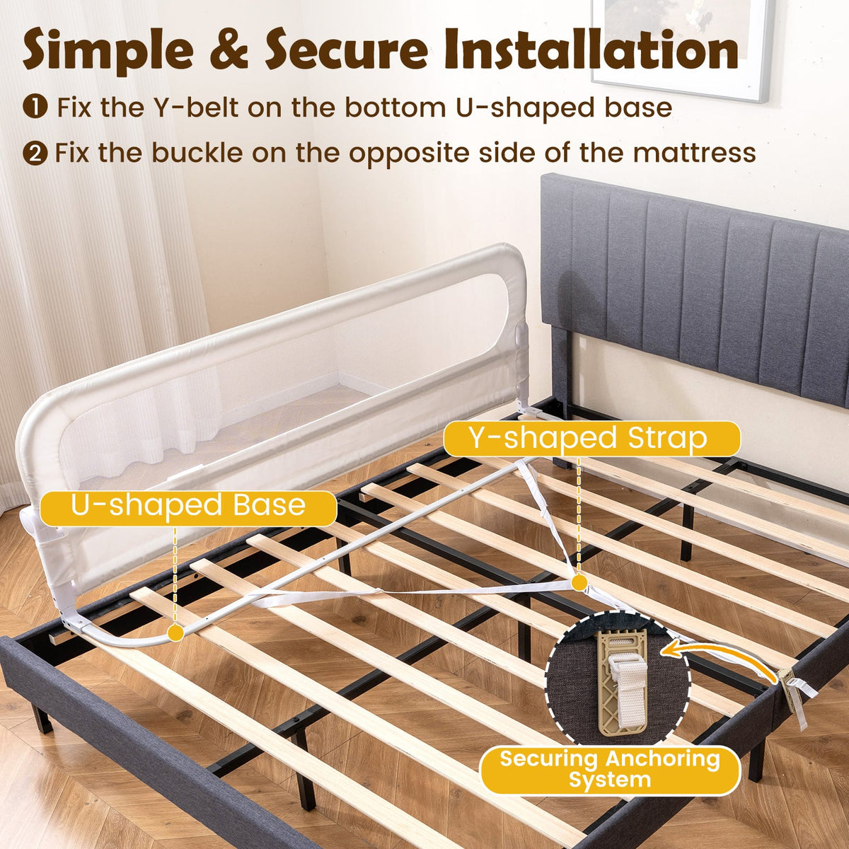 Foldable Bed Rail in White, image 7