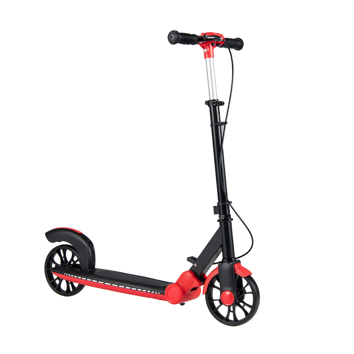 Foldable Kick Scooter with 2 Light-up Wheels and Rear Brake-Red
