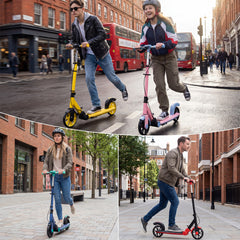 Foldable Kick Scooter with 2 Light-up Wheels and Rear Brake-Red