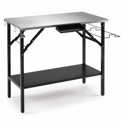 Foldable Outdoor Cook Station with Removable Shelves-Black