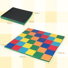 Foldable Patchwork Toddler Activity Mat with Waterproof Faux Leather-Colorful