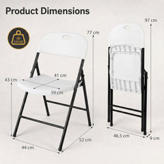 Foldable Plastic Chairs Set of 4 with Ergonomic Backrest