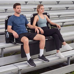 Foldable Stadium Seat 54 CM Wide Bleacher Chairs with Back Support and Padded Cushions-Grey