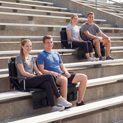 Foldable Stadium Seat Bleacher Chair Set of 2 with Back Support-Black