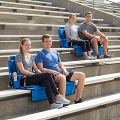 Foldable Stadium Seat with Back Support and Padded Cushions with Armrest-Blue