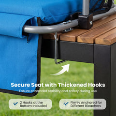 Foldable Stadium Seat with Back Support and Padded Cushions with Armrest-Blue
