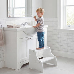 Foldable Toddler Step Stool with Chalkboards and 2-Step Stool for Boys and Girls Aged 2+-White