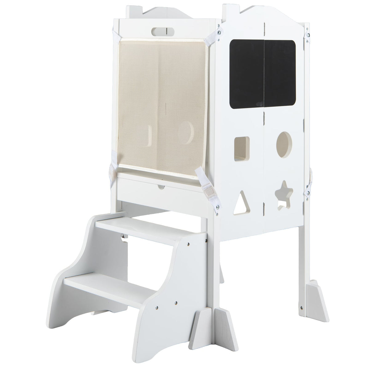 Foldable Toddler Step Stool with chalkboards and two steps for kids aged 2 plus
