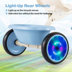 Foldable Toddler Tricycle for 2-5 Year Old with Lighting Wheels-Blue
