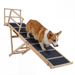 Foldable Dog Ramp with Non-slip Carpet and Removable Side Rails-Grey