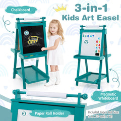 3-in-1 Double-sided Art Easel Foldable Easel for Kids-Green