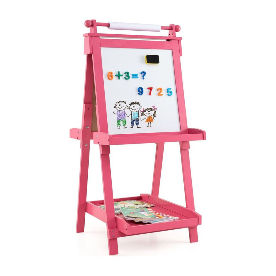 3-in-1 Double-sided Art Easel Foldable Easel for Kids-Pink