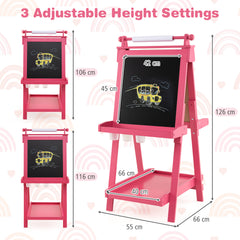 3-in-1 Double-sided Art Easel Foldable Easel for Kids-Pink
