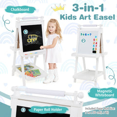 3-in-1 Double-sided Art Easel Foldable Easel for Kids-White