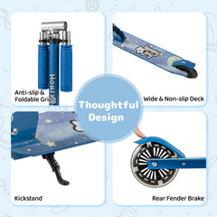 Foldable Kids Scooter Adjustable with Lighted Wheels and Kickstand-Blue