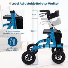 Foldable Rolling Walker with Seat-Blue