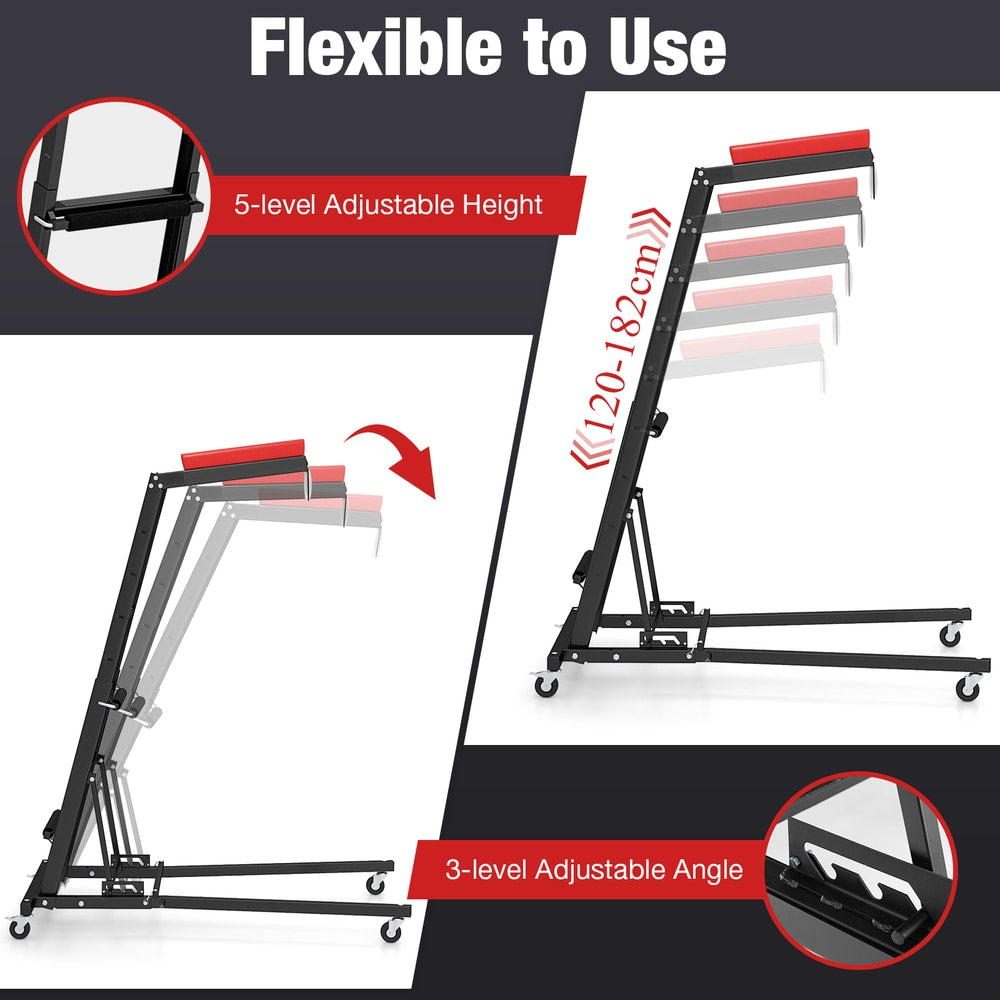 Adjustable height and angle features of the automotive engine creeper