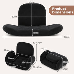 Folding Floor Game Chair with Adjustable Backrest for Adults-Black