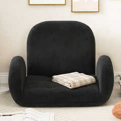 Folding Floor Game Chair with Adjustable Backrest for Adults-Black