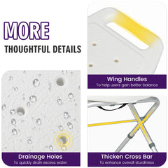 Folding Portable Shower Seat in White