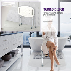 Folding Portable Shower Seat in White