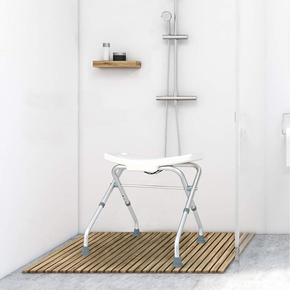 Folding Portable Shower Seat in White