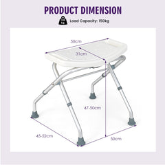 Folding Portable Shower Seat in White