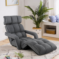 Folding Sofa Bed with 6 Adjustable Positions and 8-Angle Footrest-DarkGrey