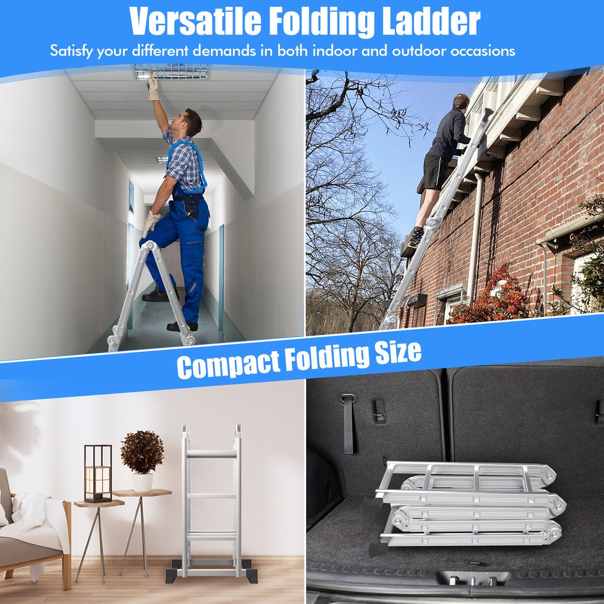 7-in-1 Folding Multi-Purpose Extension Aluminum Ladder