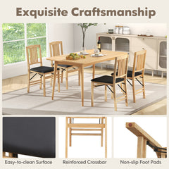 Folding Dining Chairs Set of 2 Upholstered Kitchen Chairs with Padded Seat-Black