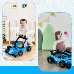 4-in-1 Baby Push Walker with Adjustable Height and Speed in Blue