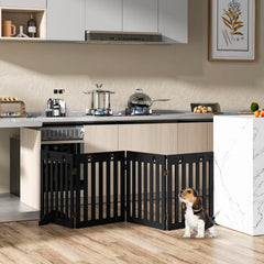 4 Panels Folding Pet Gate-Brown