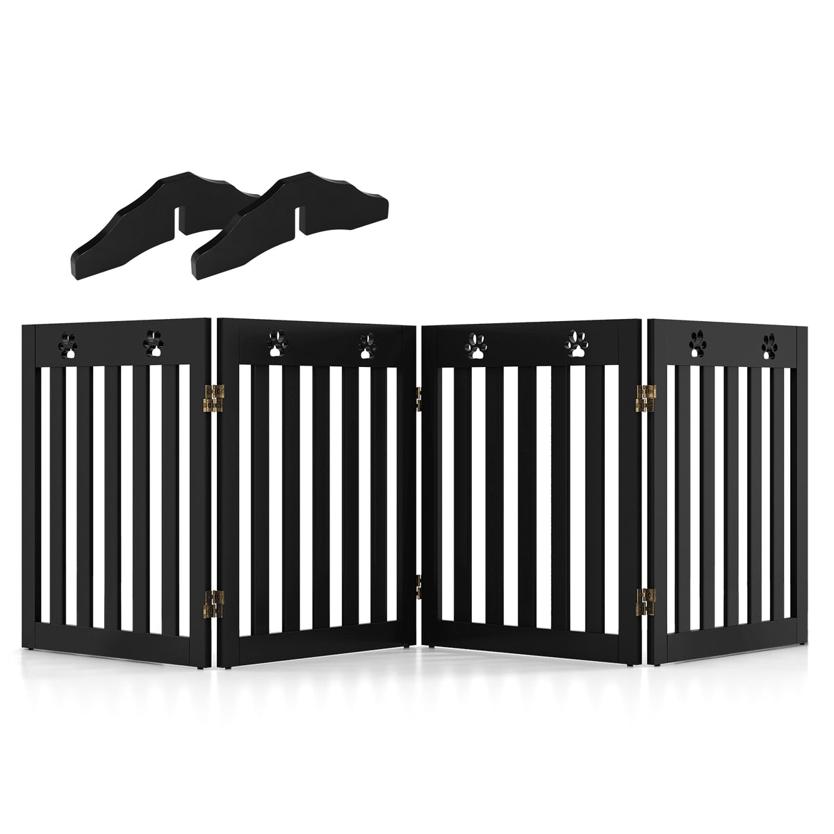 4 Panels Folding Pet Gate-Brown