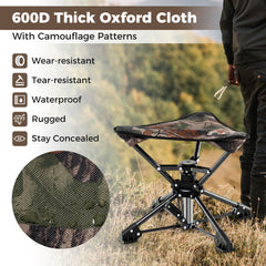 Folding Swivel Camping Hunting Stools with Anti-Sink Feet and Carry Bag-Camouflage