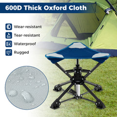 Folding Swivel Camping Hunting Stools with Anti-Sink Feet and Carry Bag-Blue