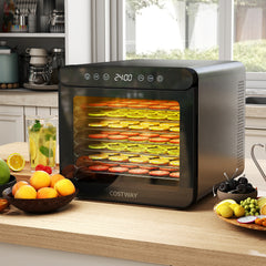 Food Dehydrator with 7 Stainless Steel Trays 1-24H Timer and 30-75℃ Temperature-Silver