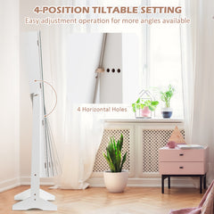 Free Standing Jewelry Cabinet with Full-Length Mirror-White