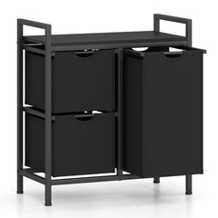 Freestanding Laundry Hamper Laundry Basket with 3 Pull-Out Bags-DarkBlack