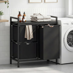 Freestanding Laundry Hamper Laundry Basket with 3 Pull-Out Bags-DarkBlack