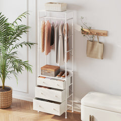 Freestanding Closet Organizer Clothes Rack with Drawers-White