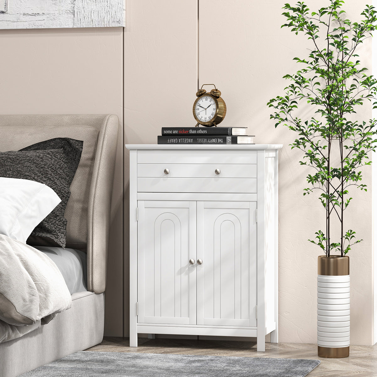 Storage Cabinet with Large Drawer and Adjustable Shelf