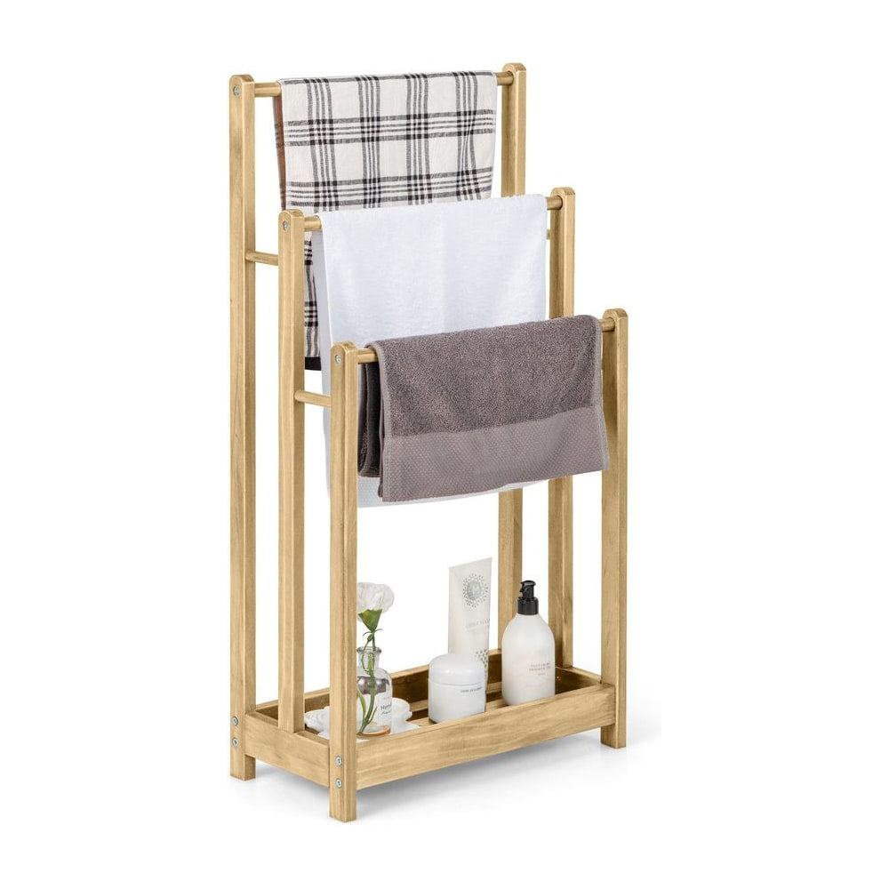 Freestanding Wood Towel Rack in Natural