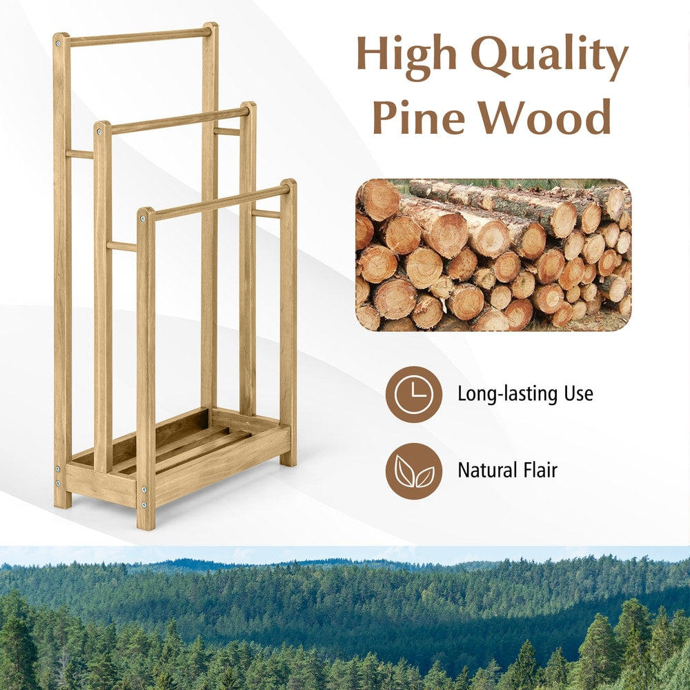 Freestanding Wood Towel Rack in Natural