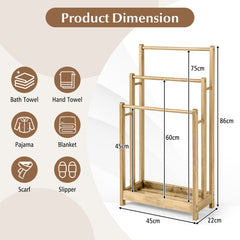Freestanding Wood Towel Rack in Natural