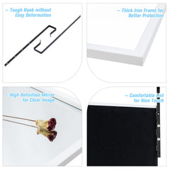 Full Length Wall-Mounted Mirror with Height Adjusting Hooks-White