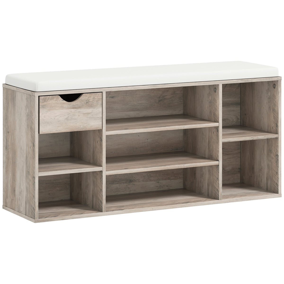 HOMCOM Shoe Storage Bench with Cushion - Grey