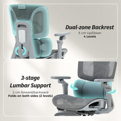 HOMCOM Ergonomic Office Chair, High Back Mesh Desk Chair, Grey